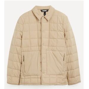 Rains Liner Shirt Jacket Quilted Waterproof Shacket in Sand Unisex Size M